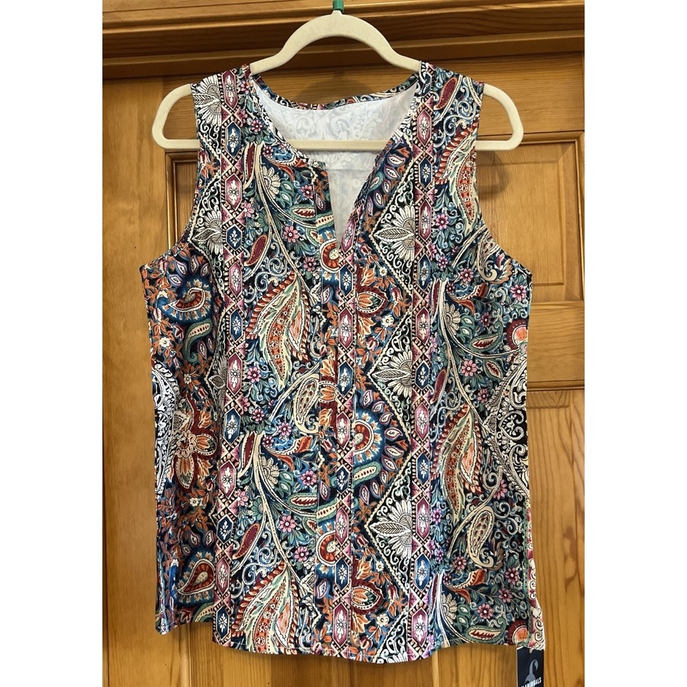 Flamingals Women's Floral Paisley Sleeveless Blouse Sz Large